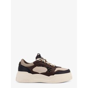 Fendi Men Fendi Force Leather Sneakers With Ff Jacquard Fabric Inserts